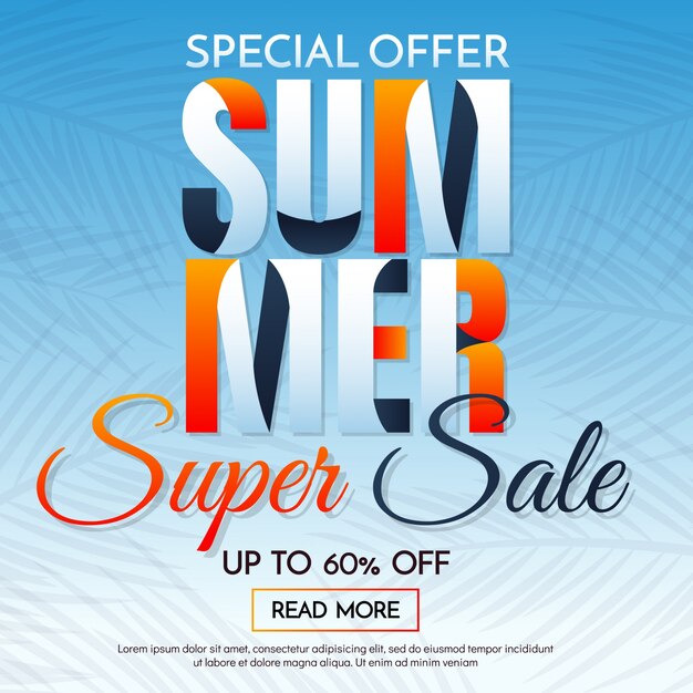 Summer sale template banner vector background