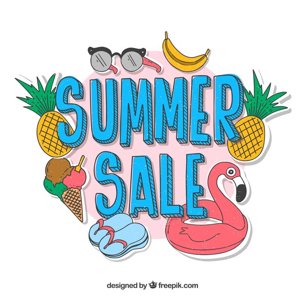 Summer sale template with beach elements