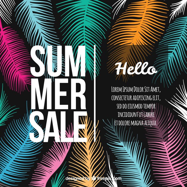 Summer sale template with colorful plants