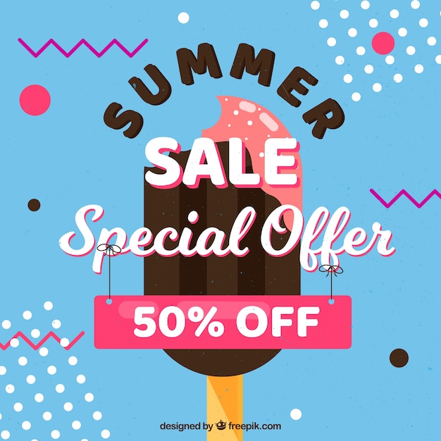 Free vector summer sale template with ice cream