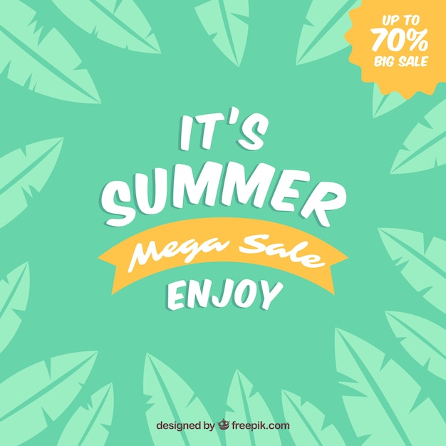 Free vector summer sale template with leaves