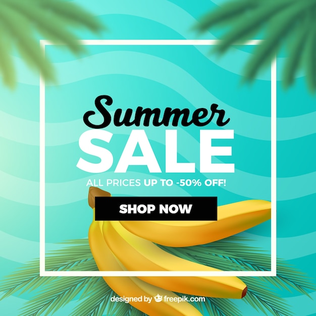 Summer sale with bananas realistic style