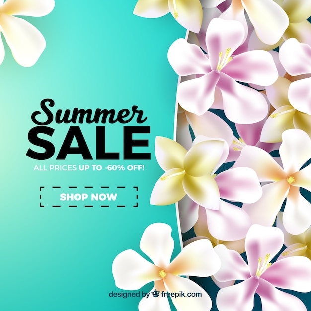 Summer sale with flowers realistic style