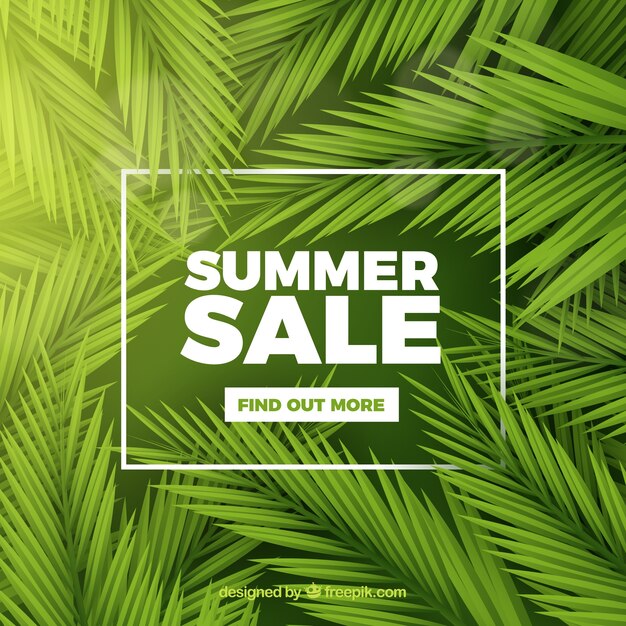 Summer sale with leaves realistic style