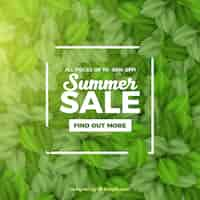 Free vector summer sale with leaves realistic style