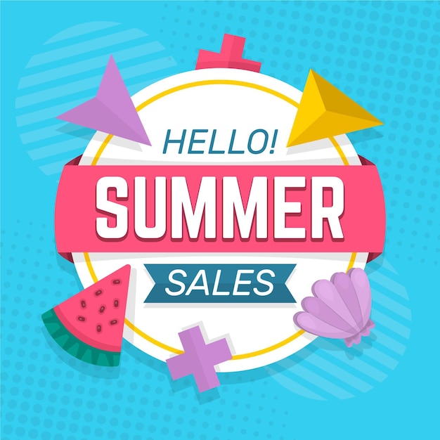 Summer sale with watermelon and sea shell