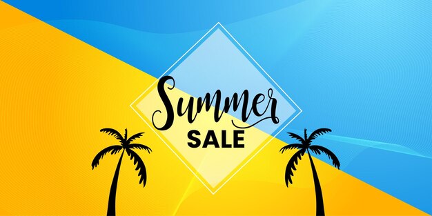 Summer Sale Yellow Blue Background Professional Banner Multipurpose Design Free Vector