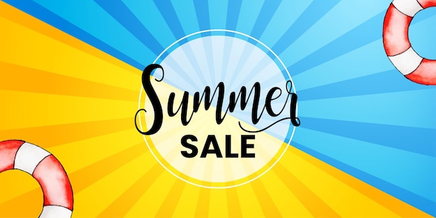 Summer Sale Yellow Blue Background Professional Banner Multipurpose Design Free Vector