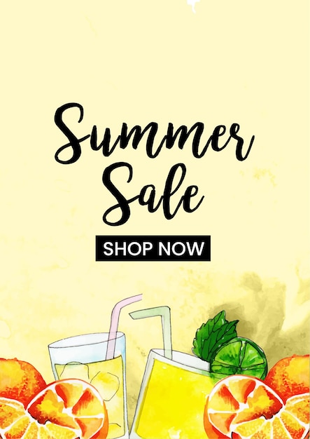 Free vector summer sale yellow orange background professional banner multipurpose design free vector