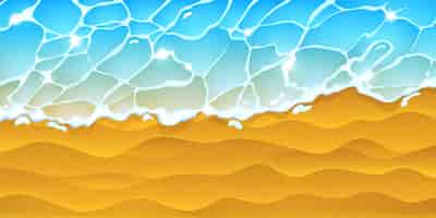 Free vector summer sandy beach and sea waves top view