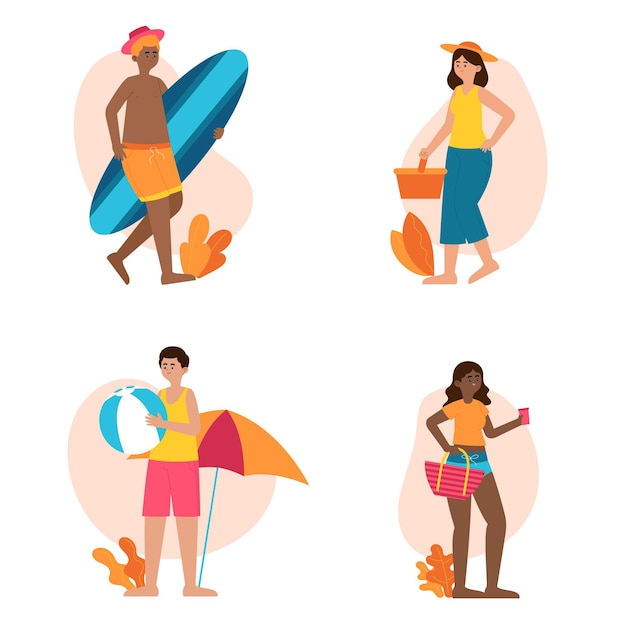 Free vector summer scenes with people collection