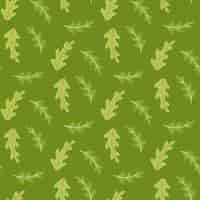 Free vector summer seamless pattern with oak leaves in green tones