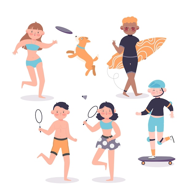 Бесплатное векторное изображение Иллюстрированная концепция летних видов спорта