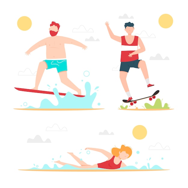 Бесплатное векторное изображение Концепция летних видов спорта
