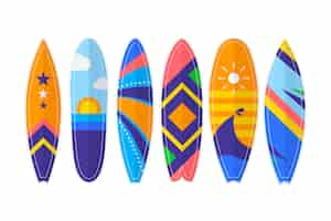 Free vector summer sports flat sup board collection