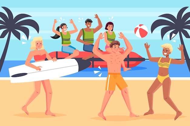 summer sports people illustration