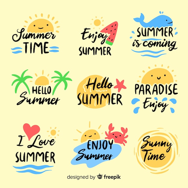Free Vector summer sticker collection