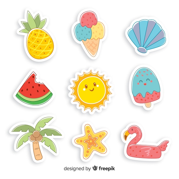 Free vector summer sticker collection