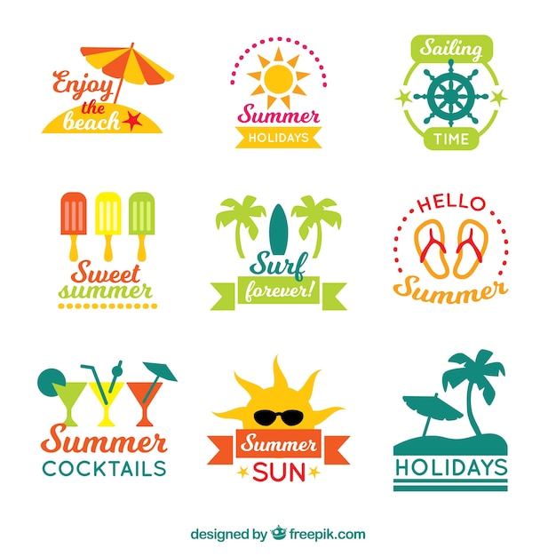 Free vector summer stickers collection