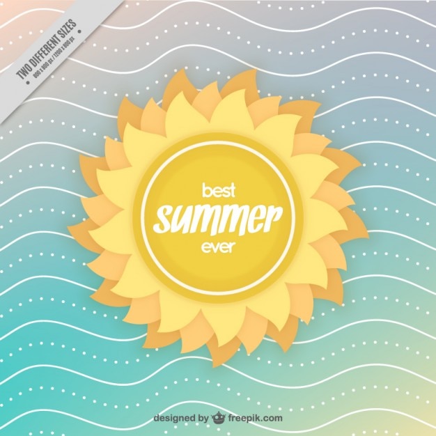 Free vector summer sun background with waves