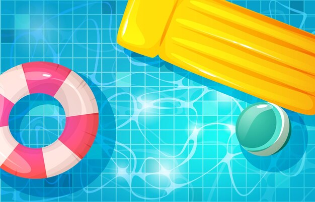 Summer swim pool water top view vector background