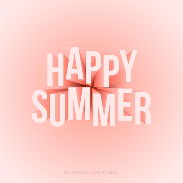 Free vector summer text in 3d effect typographic with peach colors