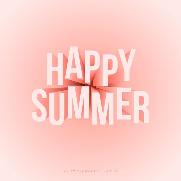 Summer text in 3D effect typographic with peach colors