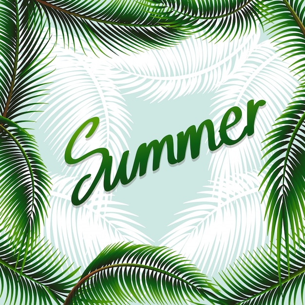夏のテーマの背景緑の葉のイラスト