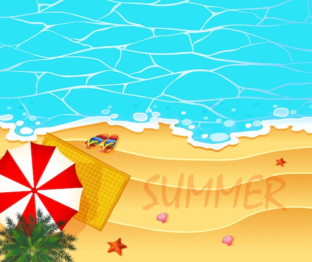 Free vector summer theme with ocean and beach background