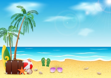 Premium Vector | Summer time, sea,beach and coconut tree with beauty ...
