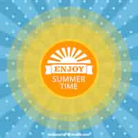 Free vector summer time sunburst with clouds