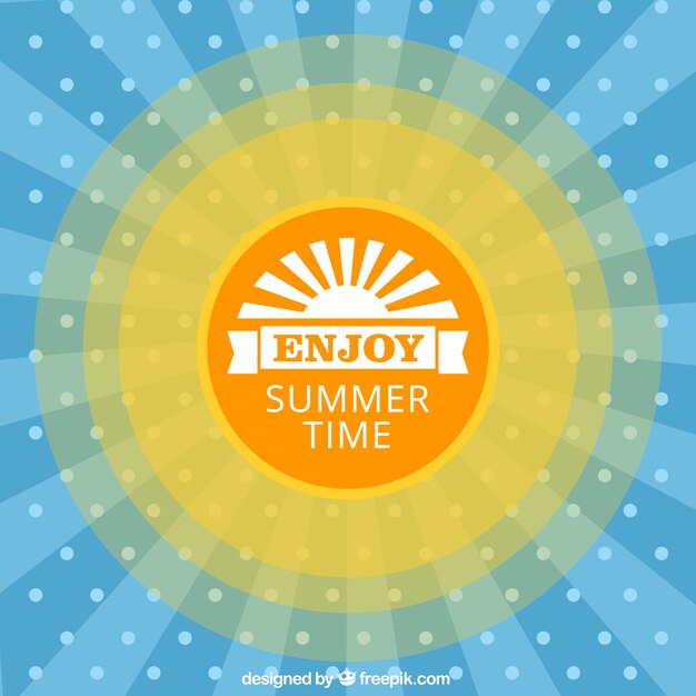 Free Vector summer time sunburst with clouds