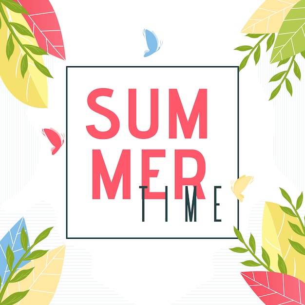 Free vector summer time text in frame.