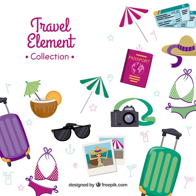 Summer travel background with elements