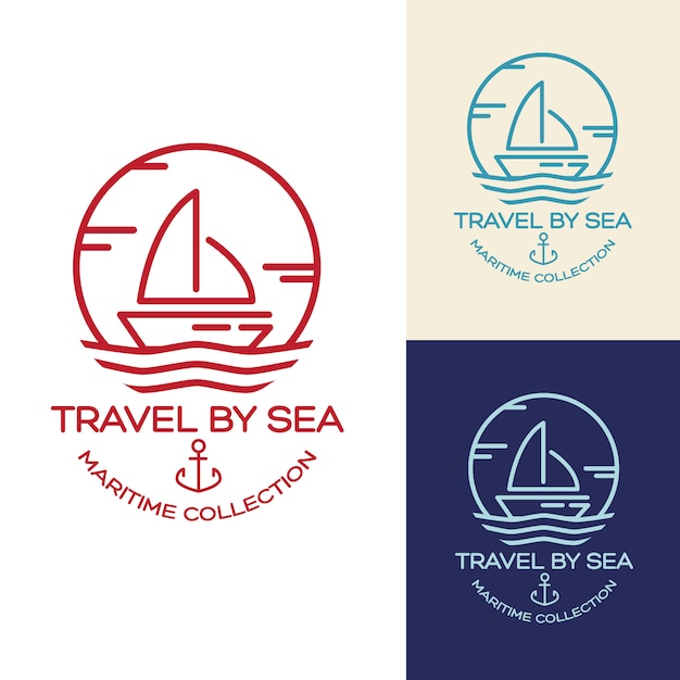 Summer Travel Design - Sail Boat. Maritime collection illustration