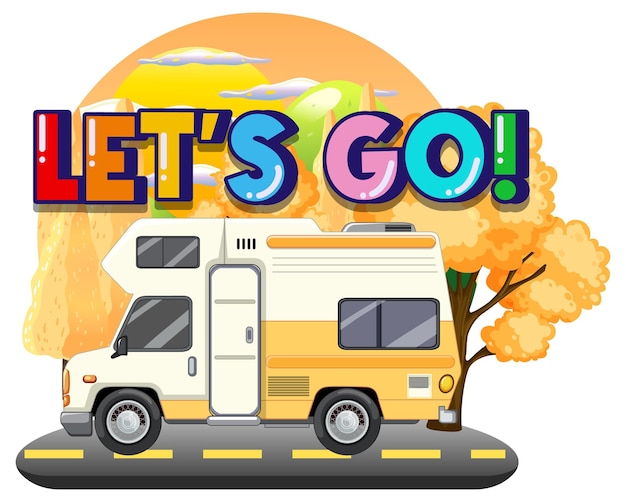 無料ベクター キャンピングカーと夏の旅行休暇のロゴのコンセプト