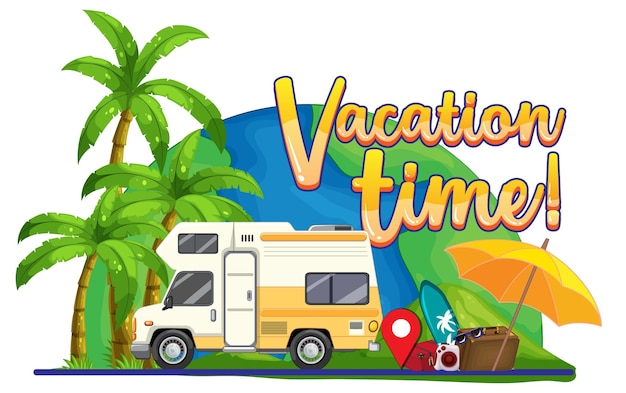 Vettore gratuito concetto di logo di vacanza di viaggio estivo con camper