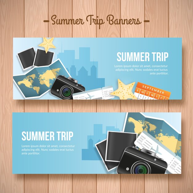 Summer trip banners with accessories