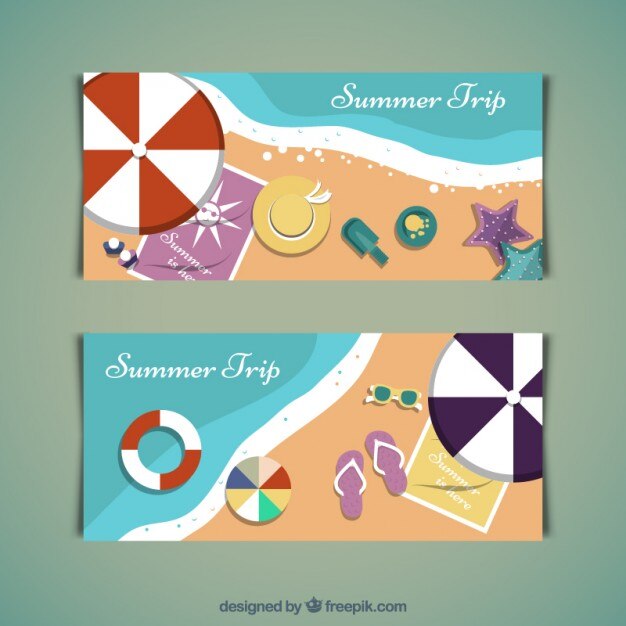 Summer trip on the beach banners