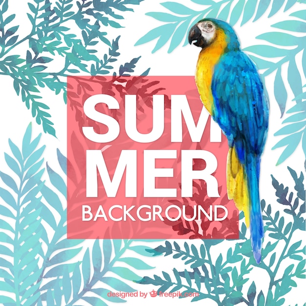 Summer tropical background with watercolors