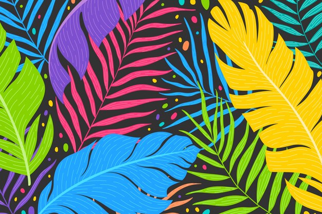 Summer tropical hand drawn background