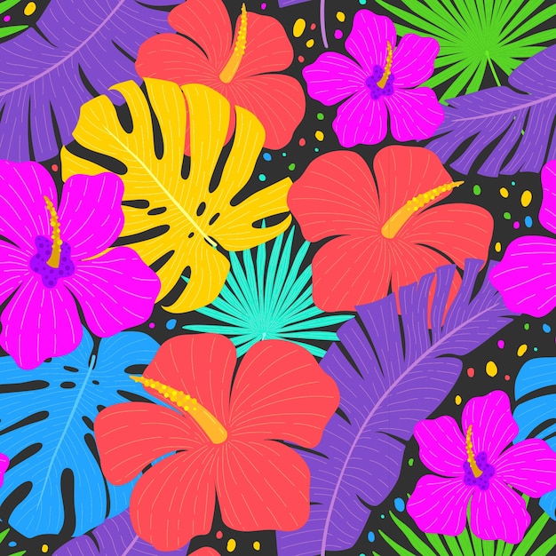 Summer tropical hand drawn background