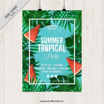 Summer tropical party poster Free Vector