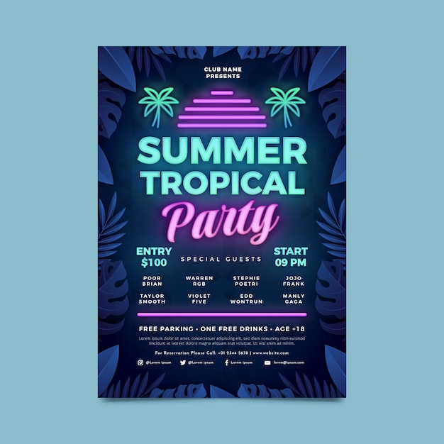 Party poster tropicale estate