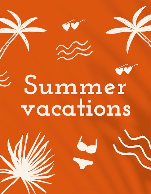 Редактируемый вектор шаблона летних каникул в оранжевом баннере в социальных сетях