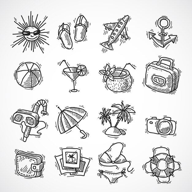 Summer vacation icon set