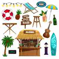 Free vector summer vacation icons set