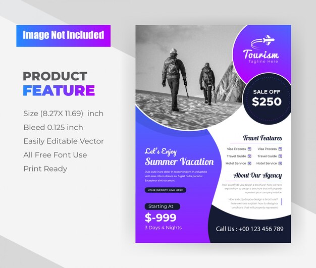 Summer Vacation Tours & Travel agency flyer design template