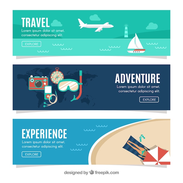 Free vector summer vacation travel banners