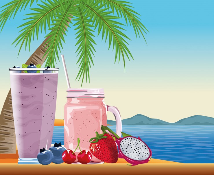 Free Vector summer vacations and beach in cartoon style